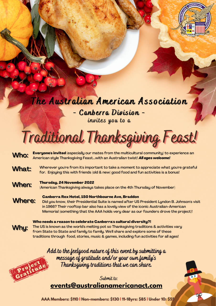 Celebrate Thanksgiving in Canberra AAA Canberra Division